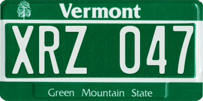 VT license plate XRZ047