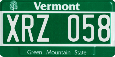 VT license plate XRZ058