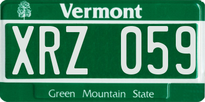 VT license plate XRZ059