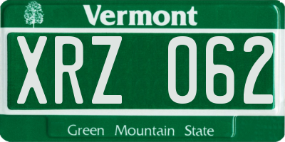 VT license plate XRZ062