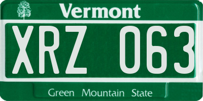 VT license plate XRZ063