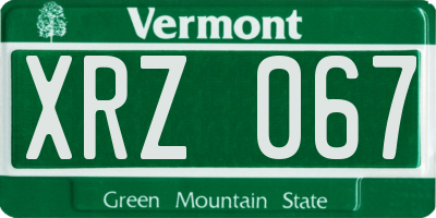 VT license plate XRZ067