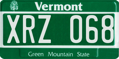 VT license plate XRZ068