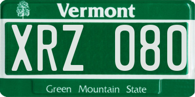 VT license plate XRZ080