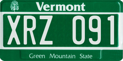 VT license plate XRZ091