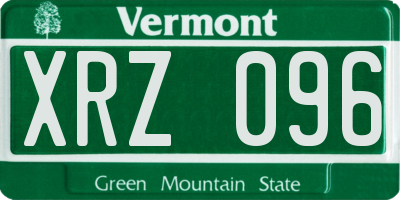 VT license plate XRZ096