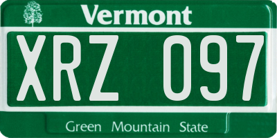 VT license plate XRZ097