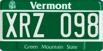 VT license plate XRZ098