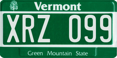 VT license plate XRZ099