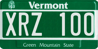 VT license plate XRZ100