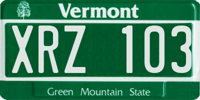 VT license plate XRZ103