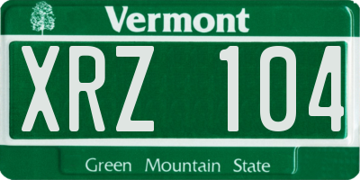 VT license plate XRZ104