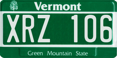 VT license plate XRZ106