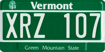 VT license plate XRZ107