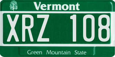 VT license plate XRZ108
