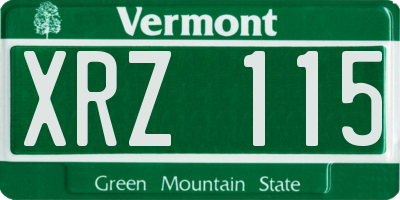 VT license plate XRZ115