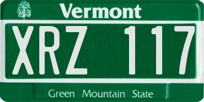 VT license plate XRZ117