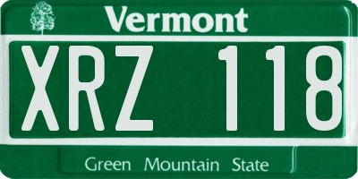 VT license plate XRZ118