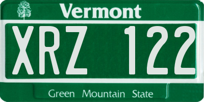 VT license plate XRZ122