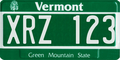 VT license plate XRZ123
