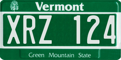 VT license plate XRZ124