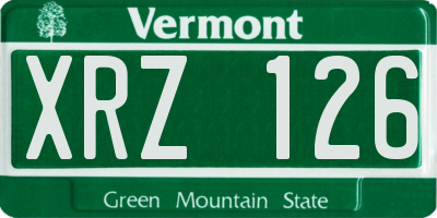 VT license plate XRZ126