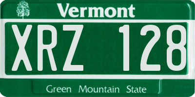 VT license plate XRZ128