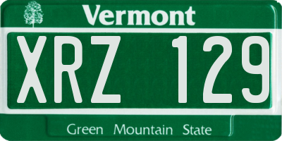 VT license plate XRZ129