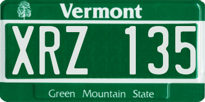 VT license plate XRZ135