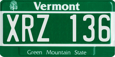 VT license plate XRZ136