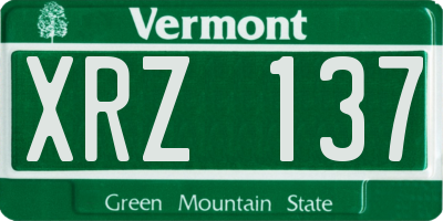 VT license plate XRZ137