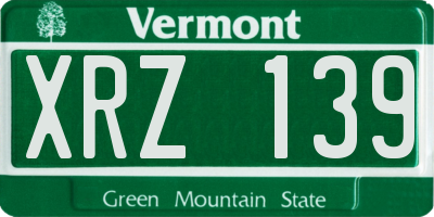 VT license plate XRZ139