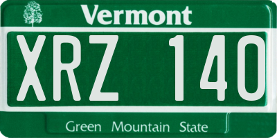 VT license plate XRZ140