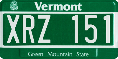 VT license plate XRZ151
