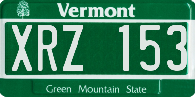 VT license plate XRZ153