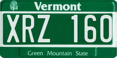 VT license plate XRZ160
