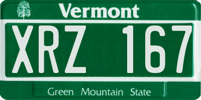 VT license plate XRZ167