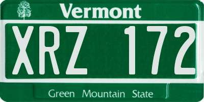 VT license plate XRZ172