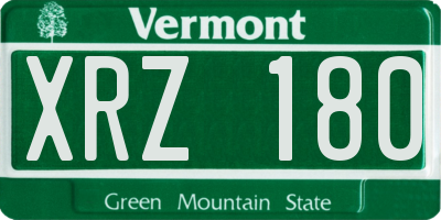 VT license plate XRZ180