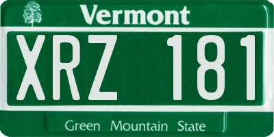 VT license plate XRZ181