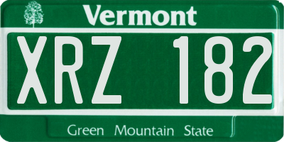 VT license plate XRZ182