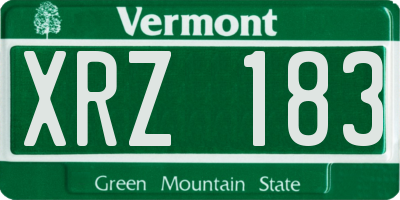 VT license plate XRZ183