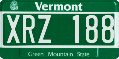 VT license plate XRZ188