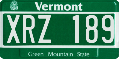 VT license plate XRZ189