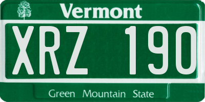 VT license plate XRZ190
