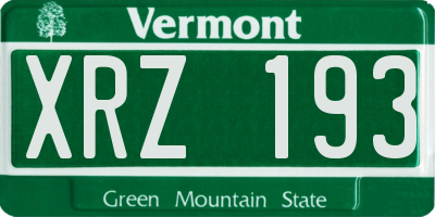 VT license plate XRZ193