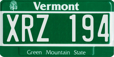 VT license plate XRZ194