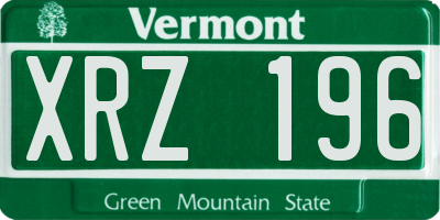 VT license plate XRZ196