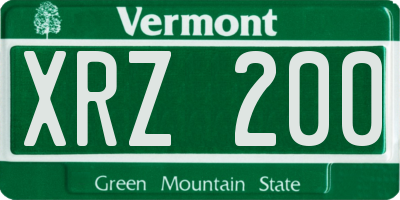 VT license plate XRZ200