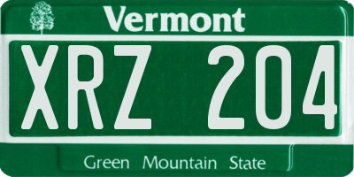 VT license plate XRZ204